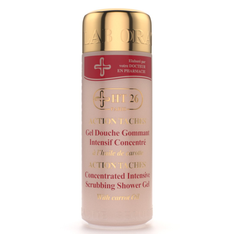 HT26 PARIS ® ACTION TÂCHES. Gel Douche Gommant Intensif Concentré.