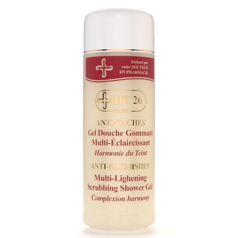 HT26 PARIS ® ANTI-TÂCHES. Gel Douche Gommant Multi-Éclaircissant.