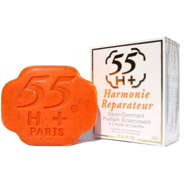 55H+ Paris ® Harmonie SAVON Gommant Purifiant, Éclaircissant.