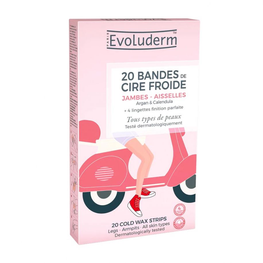 EVOLUDERM® 20 BANDES DE CIRE FROIDE. JAMBES-AISSELLES.